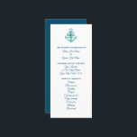 Nautical theme wedding ceremony program template<br><div class="desc">Nautical theme wedding ceremony program template.
Classy template with stylish typography and anchor logo.
Part of beautiful matching theme collection set.
Traditional stationery design for classy marriage.
Includes custom names,  date,  location,  order of ceremony service and wedding party.
Cerulean blue and white color palette.</div>