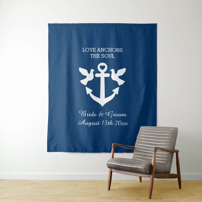 Nautical theme wedding custom photo backdrop (In Situ)
