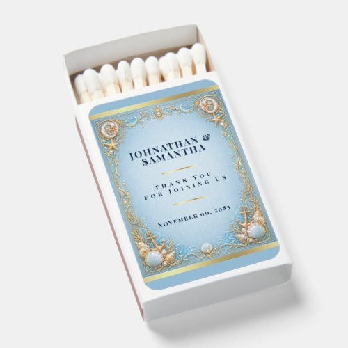 Nautical theme wedding favors anchor shell matchboxes