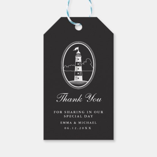 Nautical Theme Wedding Lighthouse Custom Black Gift Tags
