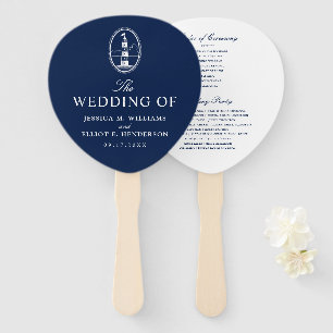 Nautical Theme Wedding Lighthouse Custom Navy Hand Fan