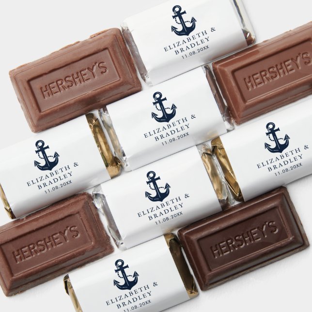 Nautical Theme Wedding Navy Blue Anchor Hershey's Miniatures (Assorted)