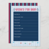 Nautical Theme - Wishes for Baby Shower Game Invitation (Front/Back)