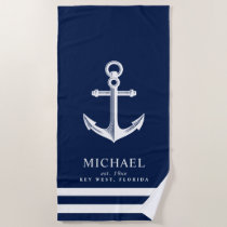 Nautical Themed Anchor | Custom Name Beach Towel