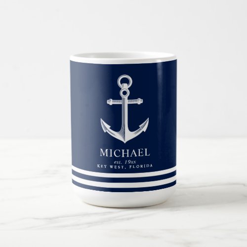Nautical Themed Anchor  Custom Name Coffee Mug