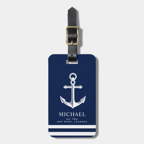 Nautical Themed Anchor  Custom Name Luggage Tag