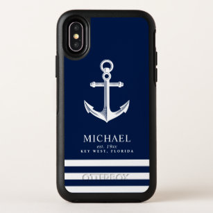 Nautical Themed Anchor   Custom Name OtterBox Symmetry iPhone X Case
