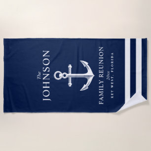 Nautical Themed Anchor Family Reunion Beach Towel