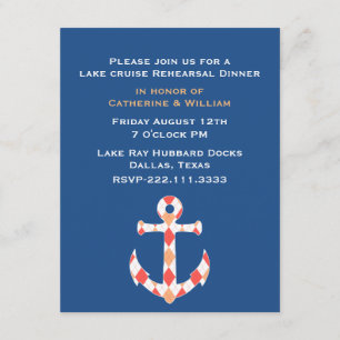Nautical Themed Anchor Rehearsal Dinner Invitation