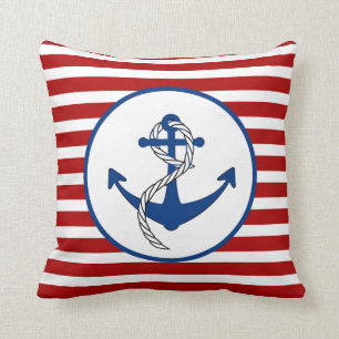 Nautical Themed Anchor Throw Pillow