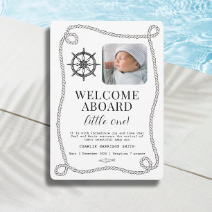 Nautical themed Baby Birth Announcement Card