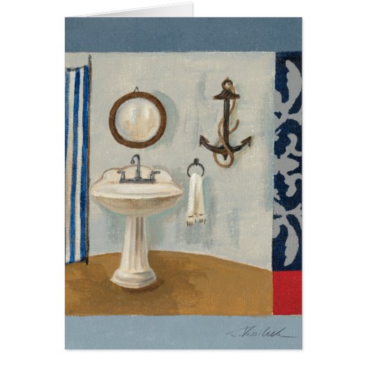 Nautical Themed Bathroom Cards (Front)