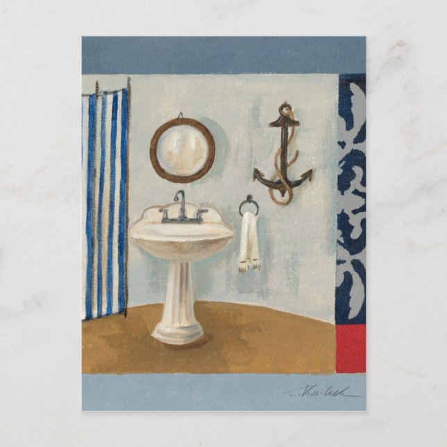 Nautical Themed Bathroom Postcard (Front)