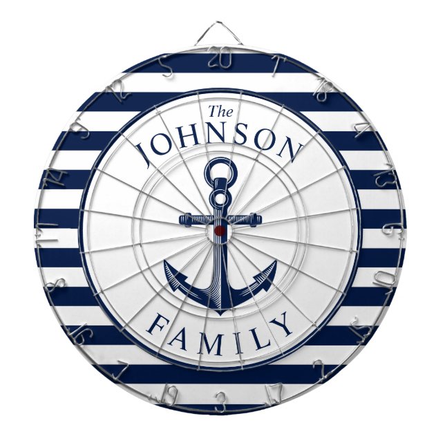 Nautical Themed Beach House Anchor Family Dart Board (Front)