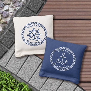 Nautical Themed Beach House or Guest House Name Cornhole Bags