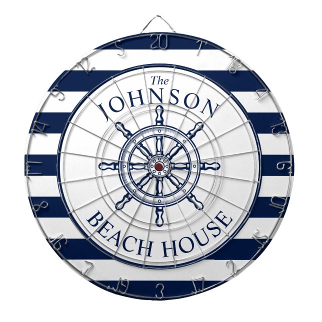 Nautical Themed Beach House Ship Wheel Dart Board (Front)