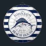 Nautical Themed Beach House Swordfish Dart Board<br><div class="desc">A fully customizable and fun dartboard set with a unique nautical theme. It features a swordfish centered in the middle in a vibrant navy and white color scheme. All elements are on unlocked and adjustable,  so have fun creating and making it your own.</div>