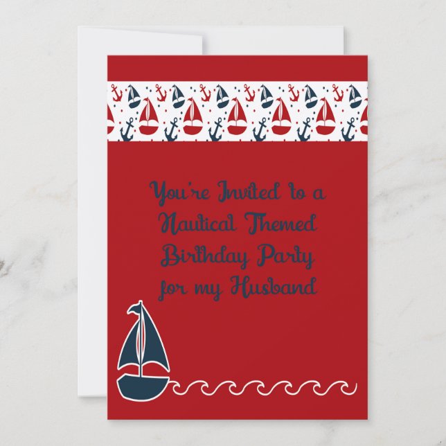 Nautical Themed Birthday Party for Husband Invitation (Front)