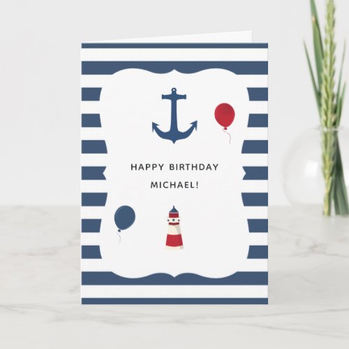 Nautical themed Birthday Party Greeting Card