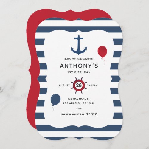 Nautical themed Birthday Party Invitation