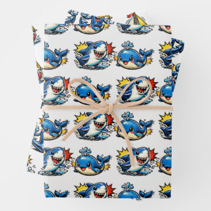 Nautical Themed Birthday Pop Art Wrapping Paper Sheets