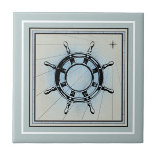 Nautical Themed Blue Ceramic Tile
