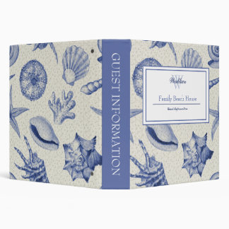 Nautical Themed Blue Seashell Custom 3 Ring Binder