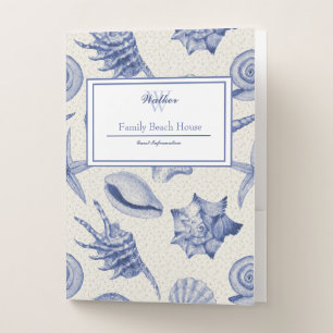 Nautical Themed Blue Seashell Custom Pocket Folder