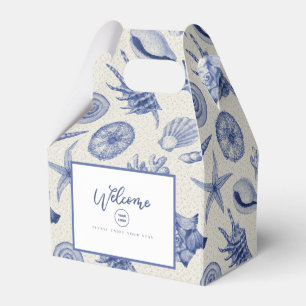 Nautical Themed Blue Seashell Favor Boxes