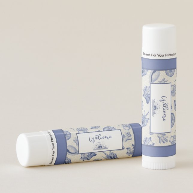 Nautical Themed Blue Seashell Lip Balm (Front)
