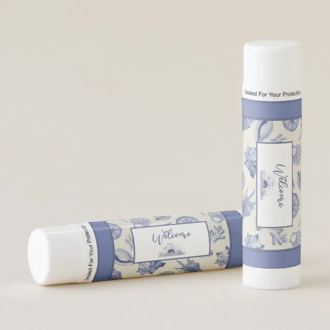 Nautical Themed Blue Seashell Lip Balm | Zazzle