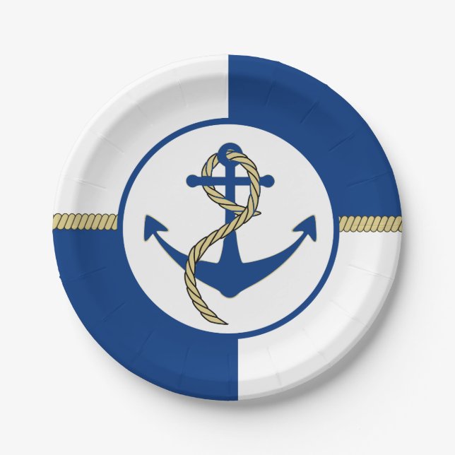 Nautical Themed Boat Anchor Paper Plates (Front)