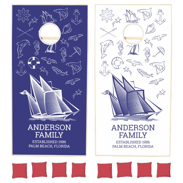 Nautical Themed Boat Family Cornhole Set (Set)
