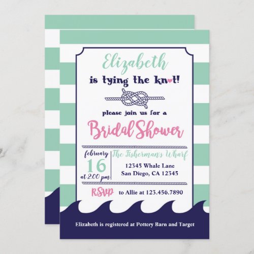 Nautical Themed Bridal Shower Invitation