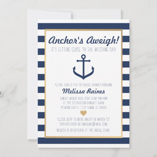 Nautical themed Bridal Shower Invitation _ Anchor