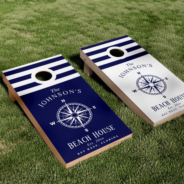 Nautical Themed Compass Rose Beach House Cornhole Set (Creator Uploaded)