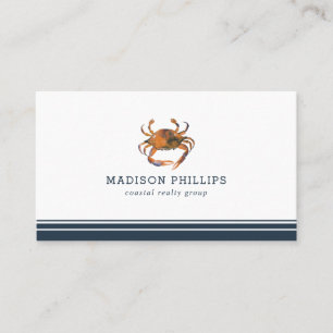 Nautical Themed Crab Coastal Real Estate Vacations Business Card