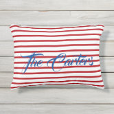 Nautical Anchor Seafoam Stripe Family Monogram Accent Pillow