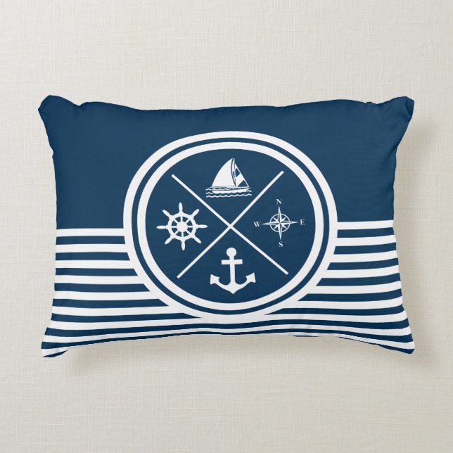 Nautical themed design accent pillow (Front)