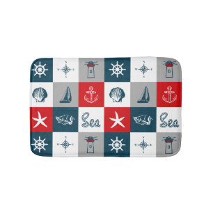 Nautical themed design bath mat