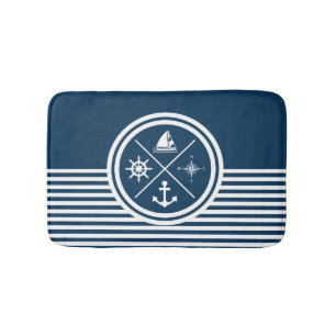 Nautical themed design bath mat