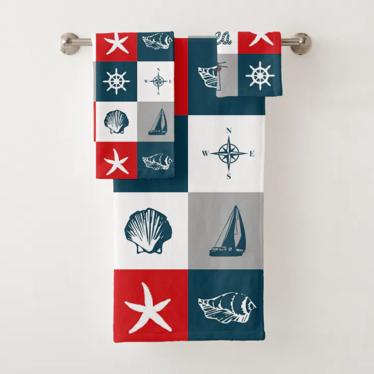 Nautical themed design bath towel set | Zazzle