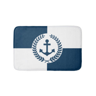 Nautical themed design bathroom mat