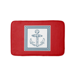 Nautical themed design bathroom mat