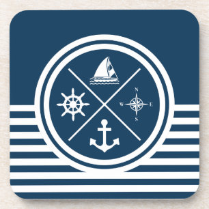 Nautical themed design beverage coaster