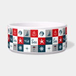 Nautical themed design bowl<br><div class="desc">Nautical themed design with navy and aquatic decoration in seamless white, red, blue and gray squares</div>