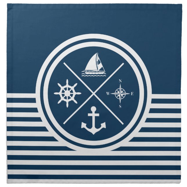 Nautical themed design cloth napkin (Front)