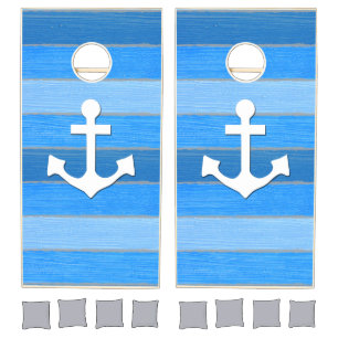 Nautical themed design cornhole set