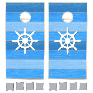 Nautical themed design cornhole set