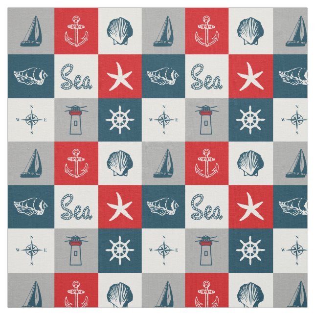 Nautical themed design fabric (Swatch)
